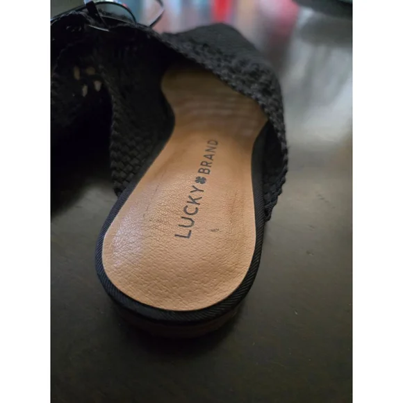 Lucky Brand EUC Clean Girl Coquette Black Woven Mules Clogs Size 7 - Picture 4 of 8